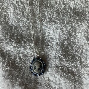 Vintage-Style Blue Cameo Pendant Necklace